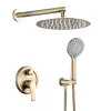 Brushed Gold Shower System with 10" Rainfall Shower Head & Handheld Sprayer, Dual Shower Faucet Set with Pressure Balance Valve
