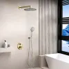 Brushed Gold Shower System with 10" Rainfall Shower Head & Handheld Sprayer, Dual Shower Faucet Set with Pressure Balance Valve
