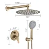 Brushed Gold Shower System with 10" Rainfall Shower Head & Handheld Sprayer, Dual Shower Faucet Set with Pressure Balance Valve