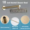 Brushed Gold Shower System with 10" Rainfall Shower Head & Handheld Sprayer, Dual Shower Faucet Set with Pressure Balance Valve