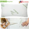 Shredded Memory Foam Pillows Set of 2, Bamboo Cooling Bed Pillows for Neck & Back Support, Hypoallergenic Adjustable Sleep Pillows