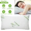 Shredded Memory Foam Pillows Set of 2, Bamboo Cooling Bed Pillows for Neck & Back Support, Hypoallergenic Adjustable Sleep Pillows