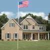 25FT Aluminum Flagpole Kit with 2 American Flags, Outdoor Sectional Halyard Flag Pole Set with Gold Ball Finial, Rope & Mounting Sleeve