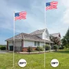 25FT Aluminum Flagpole Kit with 2 American Flags, Outdoor Sectional Halyard Flag Pole Set with Gold Ball Finial, Rope & Mounting Sleeve