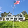 25FT Aluminum Flagpole Kit with 2 American Flags, Outdoor Sectional Halyard Flag Pole Set with Gold Ball Finial, Rope & Mounting Sleeve