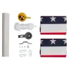 25FT Aluminum Flagpole Kit with 2 American Flags, Outdoor Sectional Halyard Flag Pole Set with Gold Ball Finial, Rope & Mounting Sleeve