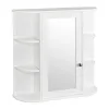 3-Tier Wall Mounted Bathroom Cabinet with Mirror – Single Door MDF Storage Shelf Organizer for Toiletries & Cosmetics