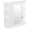 3-Tier Wall Mounted Bathroom Cabinet with Mirror – Single Door MDF Storage Shelf Organizer for Toiletries & Cosmetics