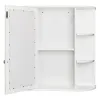 3-Tier Wall Mounted Bathroom Cabinet with Mirror – Single Door MDF Storage Shelf Organizer for Toiletries & Cosmetics