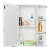 3-Tier Wall Mounted Bathroom Cabinet with Mirror – Single Door MDF Storage Shelf Organizer for Toiletries & Cosmetics