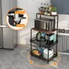 4-Tier Kitchen Baker’s Rack with Wheels, Heavy-Duty Microwave Stand & Storage Shelf, Rolling Metal Utility Cart for Kitchen, Coffee Bar & Pantry