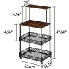 4-Tier Kitchen Baker’s Rack with Wheels, Heavy-Duty Microwave Stand & Storage Shelf, Rolling Metal Utility Cart for Kitchen, Coffee Bar & Pantry