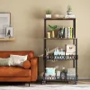 4-Tier Kitchen Baker’s Rack with Wheels, Heavy-Duty Microwave Stand & Storage Shelf, Rolling Metal Utility Cart for Kitchen, Coffee Bar & Pantry