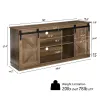 Farmhouse TV Stand with Sliding Barn Doors – Wood Entertainment Center with Storage Cabinets & Cable Management for Living Room