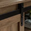 Farmhouse TV Stand with Sliding Barn Doors – Wood Entertainment Center with Storage Cabinets & Cable Management for Living Room