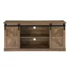 Farmhouse TV Stand with Sliding Barn Doors – Wood Entertainment Center with Storage Cabinets & Cable Management for Living Room