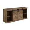 Farmhouse TV Stand with Sliding Barn Doors – Wood Entertainment Center with Storage Cabinets & Cable Management for Living Room