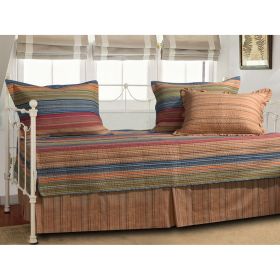 Reversible 5-Piece Daybed Bedding Set – Cotton Quilt with Bed Skirt & 3 Pillow Shams, Multicolor Patchwork Design