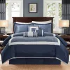Genevieve Luxe™ 7-Piece Comforter Set – Elegant Blue Colorblock Hotel Style Bedding with Decorative Pillows