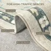 8x10 Boho Faux Cashmere Area Rug – Washable Non-Slip Living Room Rug, Soft Low Pile Carpet for Bedroom & High-Traffic Areas