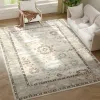 8x10 Boho Faux Cashmere Area Rug – Washable Non-Slip Living Room Rug, Soft Low Pile Carpet for Bedroom & High-Traffic Areas