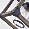 Industrial 4-Light Rectangular Chandelier – Antique Black & Wood Frame with Glass Shades, Dimmable Farmhouse Ceiling Light Fixture