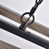 Industrial 4-Light Rectangular Chandelier – Antique Black & Wood Frame with Glass Shades, Dimmable Farmhouse Ceiling Light Fixture