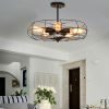 5-Light Farmhouse Retro Black Metal Ceiling Light – Industrial Vintage Open Cage Chandelier with E26 Bulbs Included
