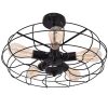 5-Light Farmhouse Retro Black Metal Ceiling Light – Industrial Vintage Open Cage Chandelier with E26 Bulbs Included