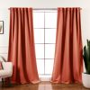 French Country Blackout Curtains – 2 Panel Rod Pocket Drapes in Solid Orange Apricot, Thermal Insulated Window Curtains 52" x 84"