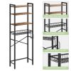Over the Toilet Storage Shelf, 4-Tier Industrial Bathroom Organizer with Metal Frame & Wood Shelves