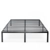Queen Size Heavy Duty Black Metal Platform Bed Frame with Steel Slat Support, No Box Spring Needed, Noise-Free Design, Headboard Attachment Slots