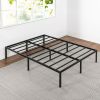 Queen Size Heavy Duty Black Metal Platform Bed Frame with Steel Slat Support, No Box Spring Needed, Noise-Free Design, Headboard Attachment Slots