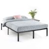 Queen Size Heavy Duty Black Metal Platform Bed Frame with Steel Slat Support, No Box Spring Needed, Noise-Free Design, Headboard Attachment Slots