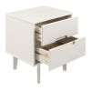 Farmhouse White Solid Wood 2-Drawer Nightstand with Mid-Century Modern Design, Deep Storage Drawers