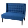 Scandinavian 2-Seater Tufted Loveseat in Blue Linen, Compact Modern Sofa with Wingback Design