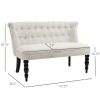 Scandinavian 2-Seater Button Tufted Loveseat – Gray Linen Sofa with Rubberwood Legs, Compact Wingback Design for Living Room, Office & Small Spaces