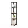 5-Shelf Modern Corner Bookcase Black Brown Wood Etagere Storage Rack, Space-Saving Vertical Bookshelf for Living Room, Bedroom & Office