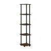 5-Shelf Modern Corner Bookcase Black Brown Wood Etagere Storage Rack, Space-Saving Vertical Bookshelf for Living Room, Bedroom & Office