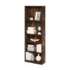 71" Tall 5-Shelf Adjustable Bookcase Medium Brown Wood Finish, Vertical Storage Shelving Unit for Living Room, Office & Bedroom Display