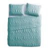 Queen Coastal Beach Quilt Set – Aqua Blue Teal Starfish Seashell Seahorse 3-Piece Bedding Set with Shams, Lightweight Summer Coverlet