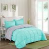 Full/Queen Reversible Comforter Set – Blue Grey Microfiber 3-Piece Bedding Set with Shams, Soft Lightweight All-Season Comforter