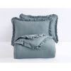 Oversized King Blue Stone Washed Ruffled Comforter Set – 3-Piece Microfiber Bedding with Soft Lightweight All-Season Quilt & King Shams