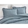 Oversized King Blue Stone Washed Ruffled Comforter Set – 3-Piece Microfiber Bedding with Soft Lightweight All-Season Quilt & King Shams