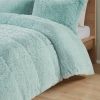 Twin/Twin XL Sherpa Faux Fur Comforter Set – Light Teal Aqua 2-Piece Plush Bedding with Shaggy Texture, Soft Warm Reversible Design