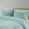 Twin/Twin XL Sherpa Faux Fur Comforter Set – Light Teal Aqua 2-Piece Plush Bedding with Shaggy Texture, Soft Warm Reversible Design