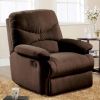 Chocolate Brown Microfiber Recliner Chair – Compact Manual Reclining Armchair with Footrest, Comfortable Living Room Seating