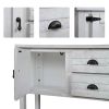 Farmhouse Solid Wood Sofa Table with Storage Drawers – Rustic White Console Table with Cabinets, Entryway & Living Room Storage Sideboard