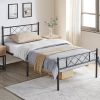 Twin Metal Platform Bed Frame – Industrial Slatted Steel Bed with Headboard & Footboard, 300lb Capacity, Under-Bed Storage Clearance
