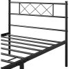 Twin Metal Platform Bed Frame – Industrial Slatted Steel Bed with Headboard & Footboard, 300lb Capacity, Under-Bed Storage Clearance